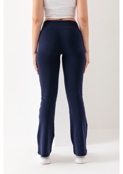 Kadın Lacivert Marka Muadil Penye Örme Esnek Likralı Ispanyol Paça Tayt