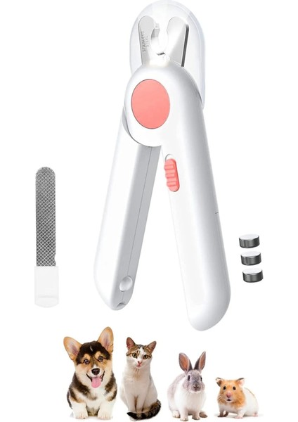 LED Işıklı Kedi Köpek Tırnak Makası Işıklı-Törpülü -Korumalı Evcil Hayvan Tırnak Makası