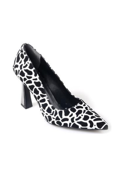 Dnz 03014 8,5 cm Topuklu Kadın Desenli Stiletto Ayakkabı