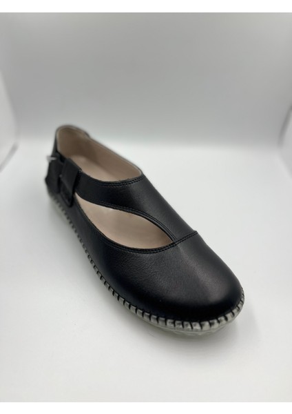 Kundura Jel Taban Deri Günlük Bayan Ayakkabı