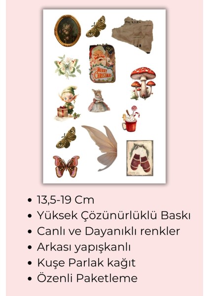 Vintage Sticker Planner Ajanda Bullet Journal Için Uygun Set Yılbaşı Merry Christmas fiyatları