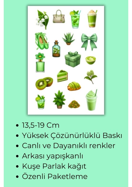 Yeşil Temalı Sticker Planner Ajanda Bullet Journal Için Uygun Set fiyatları