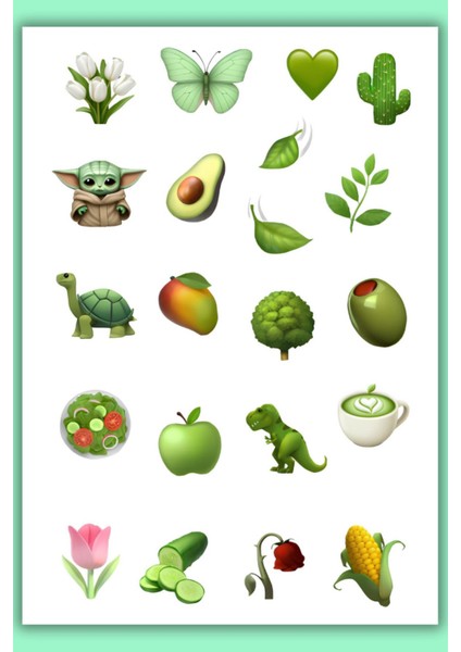 Yeşil Temalı Sticker Planner Ajanda Bullet Journal Için Uygun Set