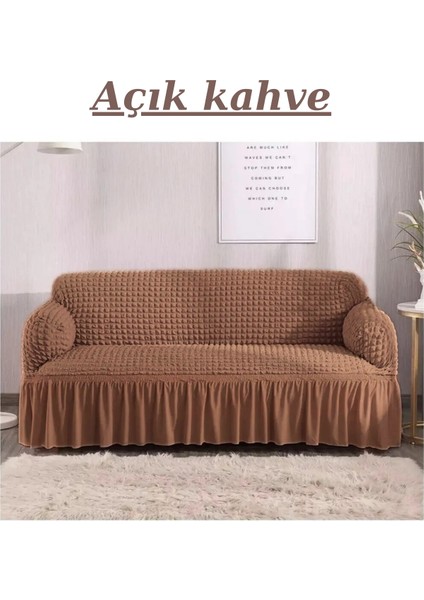 Bürümcük 3 Kişilik Koltuk Örtüsü. Etekli Streç Esnek Lastikli Çekyat Kanepe Kılıfı
