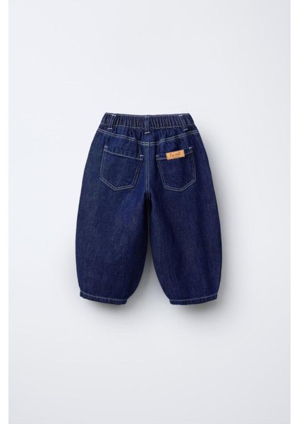 Unisex Çocuk Pamuklu Balloon Kesim Kot Pantolon - Lastikli Paça Detaylı modelleri