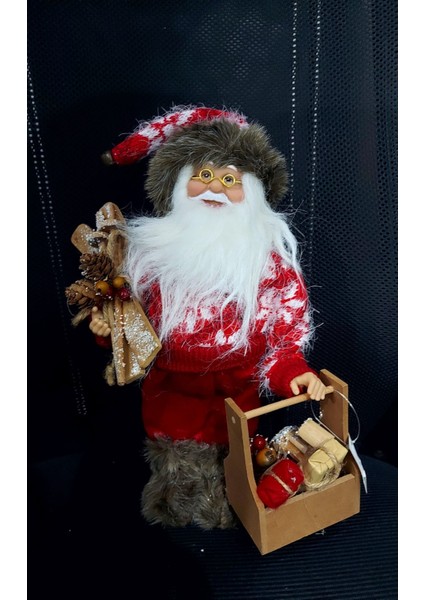 Santa Klaus Home Figür Noel Baba Karlı Dağ Kayak 35CM Yılbaşı Dekoratif Kırmızı Beyaz 1 Adet