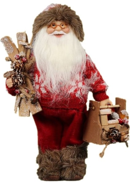 Santa Klaus Home Figür Noel Baba Karlı Dağ Kayak 35CM Yılbaşı Dekoratif Kırmızı Beyaz 1 Adet fiyatları