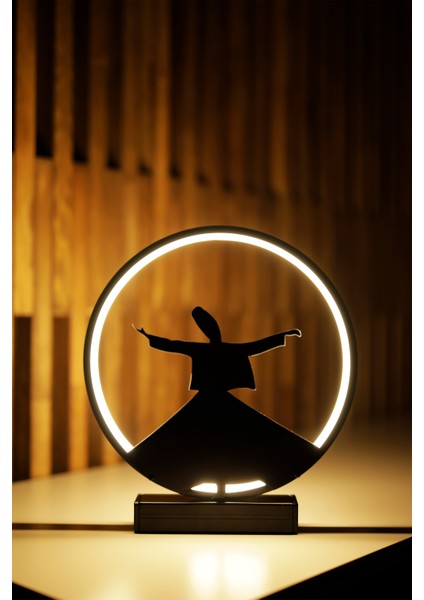 Semazen Figürlü Metal LED Masa Lambası Tasavvuf Temalı Dekoratif Aydınlatma | Sufi Işıklı Lamba fiyatları