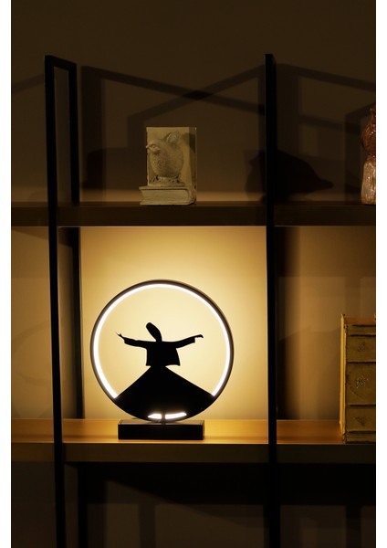 Semazen Figürlü Metal LED Masa Lambası Tasavvuf Temalı Dekoratif Aydınlatma | Sufi Işıklı Lamba modelleri