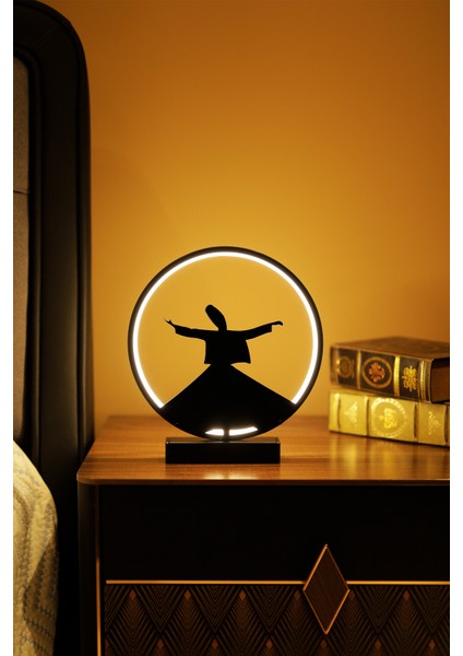 Semazen Figürlü Metal LED Masa Lambası Tasavvuf Temalı Dekoratif Aydınlatma | Sufi Işıklı Lamba indirimleri