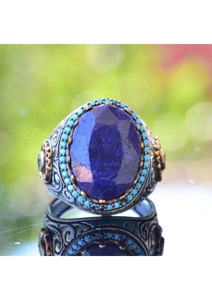 Gerçek Doğal Mavi Safir Taşlı Yüzük, 925 Ayar Gümüş Yüzük, 12.20 Karat, Özel Yüzük fiyatları