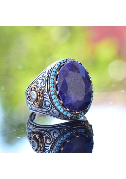 Gerçek Doğal Mavi Safir Taşlı Yüzük, 925 Ayar Gümüş Yüzük, 12.20 Karat, Özel Yüzük modelleri