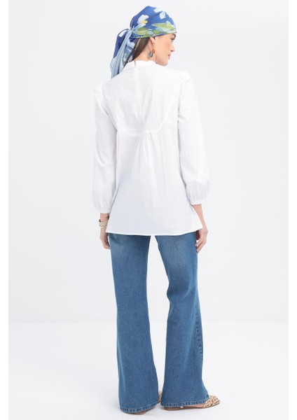 Fisto Garnili Kolu Lastikli Poplin Tunik X50249A0
