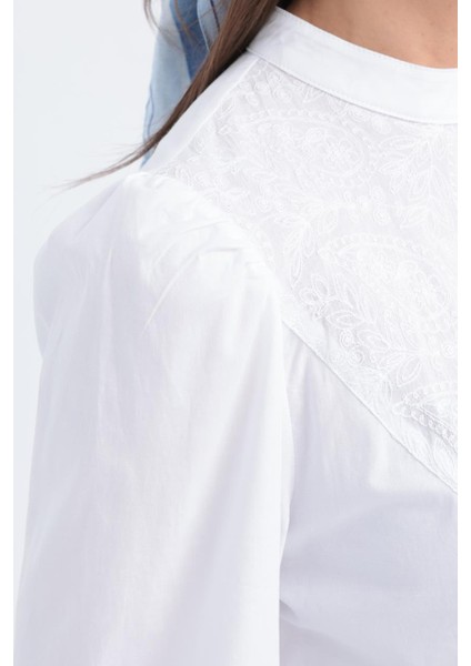 Fisto Garnili Kolu Lastikli Poplin Tunik X50249A0