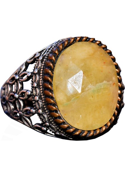 Gerçek Doğal Sarı Safir Taşlı Yüzük, Safir Yüzük, Sterling Gümüş Yüzük