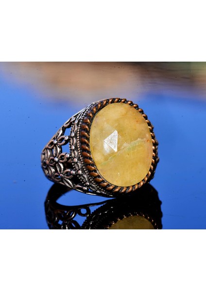 Gerçek Doğal Sarı Safir Taşlı Yüzük, Safir Yüzük, Sterling Gümüş Yüzük fiyatları