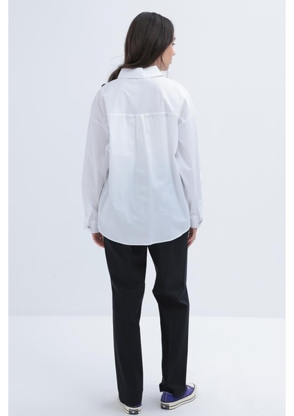 Cepli Poplin Kadın Gömlek X51309A0 fırsatları