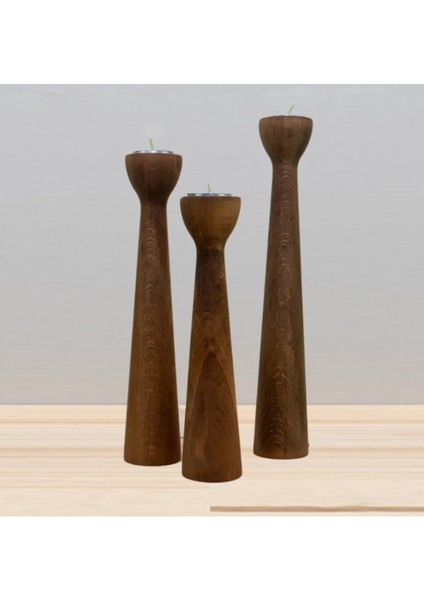 Ahşap Dekoratif Kaliteli Tealight Mumluk Şamdan El Yapım Hediyelik Küçük Çift Taraflı 1 Adet modelleri