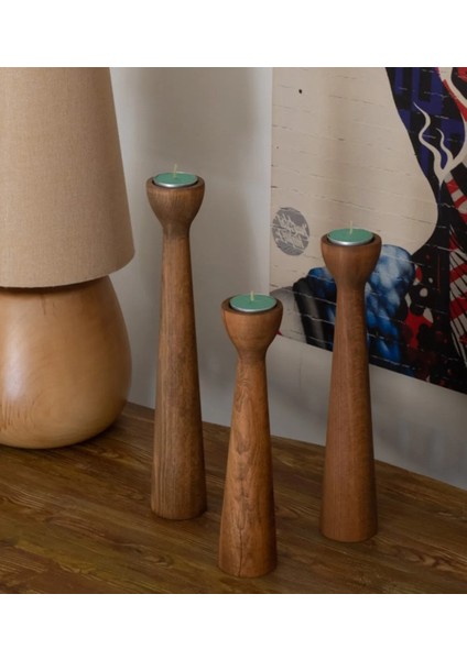 Ahşap Dekoratif Kaliteli Tealight Mumluk Şamdan El Yapım Hediyelik Küçük Çift Taraflı 1 Adet indirimleri