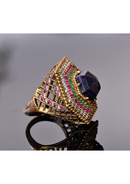 Gerçek Doğal Safir Taşlı Yüzük, 12.35 Karat, Gümüş Unisex Hurrem Sultan Yüzüğü fırsatları