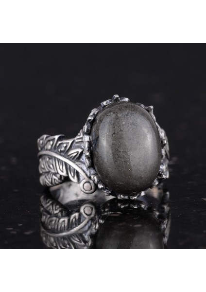 Gerçek Doğal Pirit Taşı ile Vintage Bohem Tasarımlı Gümüş Kadın Yüzüğü indirimleri