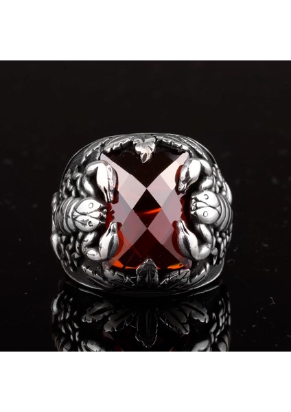 El Yapımı Yüzük, 925 Ayar Gümüş Yüzük, Yapay Garnet Taşlı Yüzük modelleri