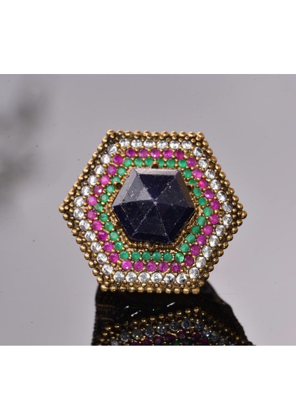 Gerçek Doğal Safir Taşlı Yüzük, 12.35 Karat, Gümüş Unisex Hurrem Sultan Yüzüğü indirimleri