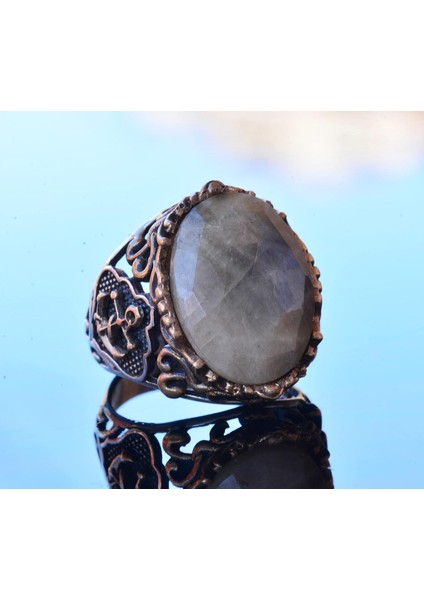 Gerçek Doğal Safir Taş Yüzük, Denizci Yüzüğü, 14.25 Karat, Çapa Yüzüğü, Gümüş Sterling modelleri