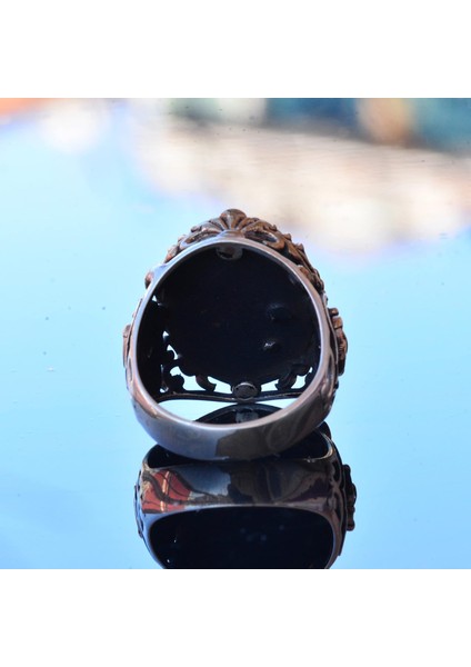 Gerçek Doğal Safir Taş Yüzük, Denizci Yüzüğü, 14.25 Karat, Çapa Yüzüğü, Gümüş Sterling indirimleri