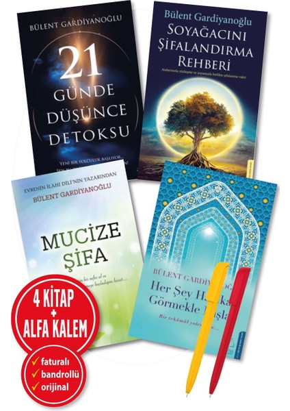 Alfa Kalem+(21 Günde Düşünce Detoks+Mucize Şifa+Soyağacını Şifalandırma)Bülent Gardiyanoğlu 4 Kitap