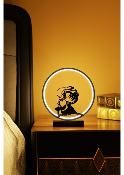 Fatih Sultan Mehmet Silüetli Metal LED Masa Lambası Tarihi Figürlü Dekoratif Gece Lambası indirimleri