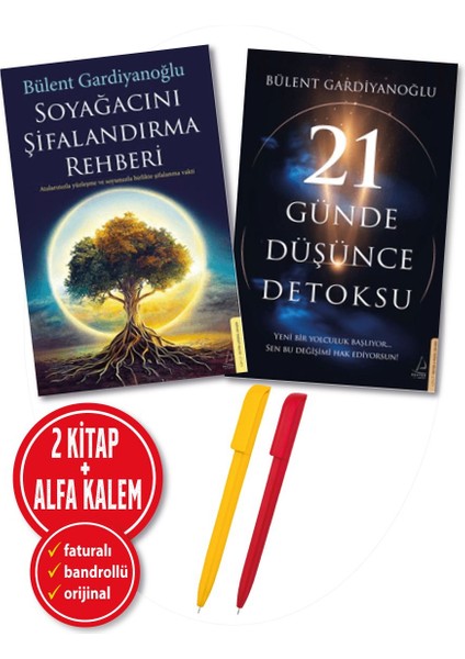 Alfa Kalem+Bülent Gardiyanoğlu 2 Kitap-Yeni (21 Günde Düşünce Detoksu+Soyağacını Şifalandırma)