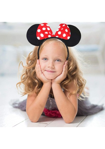Kırmızı Fiyonklu Minnie Mouse Taç Fare Tacı Kafa Bandı