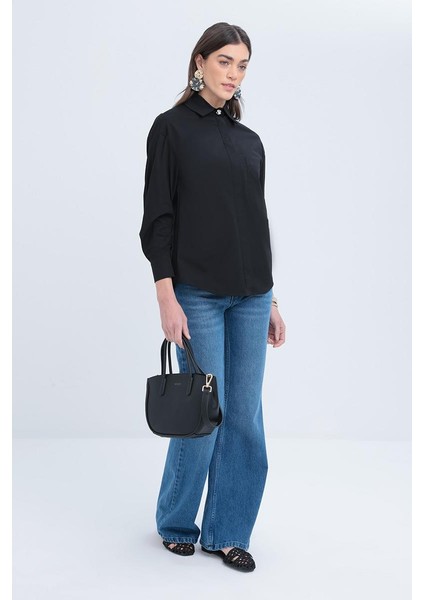 Kolu Büzgülü Poplin Gömlek X51310A0