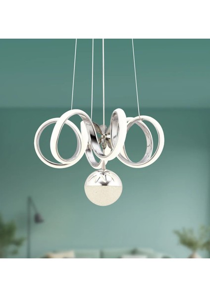 • olivya Tek Top - LED Avize - Cam Kelebekli - 3 Renk - Krom Kasa