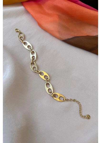 Kararmaz Altın Kaplama 316L Gold Renk Çelik Halka Bileklik modelleri