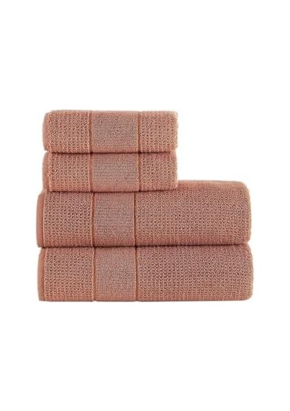 Tekstil Royality | 50X90-70X140 cm 4'lü Banyo Havlu SETI,%100 Pamuklu Havlu Takımı Kiremit