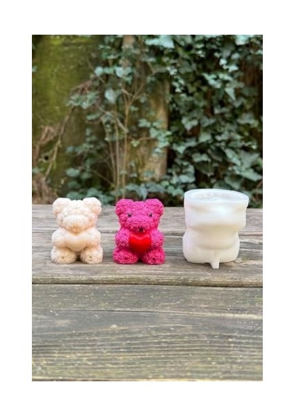 Concept Teddy Bear Gül Dokulu Küçük Tekli Mum Kalıbı