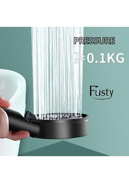 Glee Turbo 5 Fonksiyonlu Duş Seti - Yüksek Basınçlı Duş Başlığı ve Kopmaz Pvc Hortum (150CM) - 2 Renk Seçeneği (Siyah)