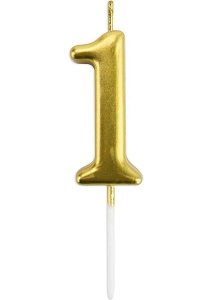 1 Yaş Gold Doğum Günü Pasta Mumu 12 cm BMCNM1113