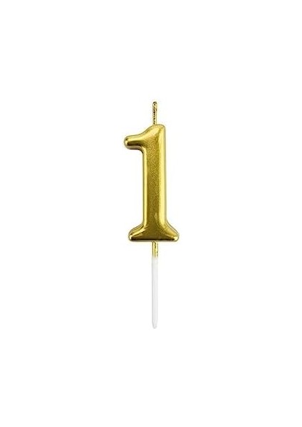 1 Yaş Gold Doğum Günü Pasta Mumu 12 cm BMCNM1113