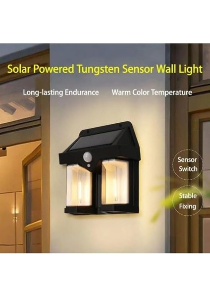 2li Solar Enerjili Güneş Enerjili Hareket Sensörlü Şarjlı LED Duvar Apliği Duvar Tipi LED Aplik CL-228