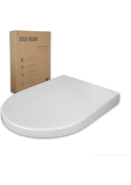 Bagno | Otomatik Kapanma Sistemli Klozet Kapağı, Antibakteriyel, Ab'de Üretilmiştir, Çıkarılabilir Duroplast Klozet Kapağı, D Şeklinde Üst Üste Biner, Yumuşak Kapanma, Beyaz | Zero (Model)