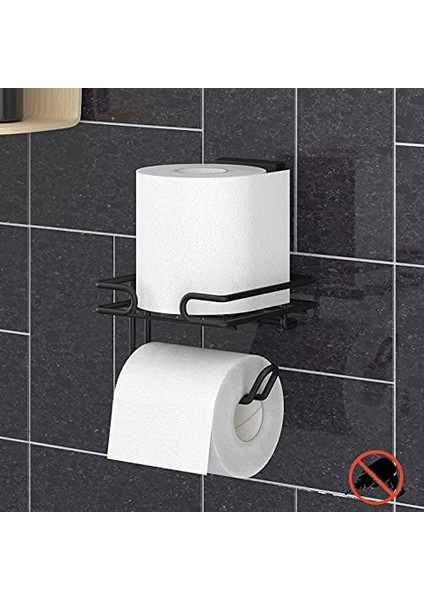 Delme Vida Matkap Yok! Easyfıx Yapışkanlı Yedekli Tuvalet Kağıtlık Mat Siyah EF275