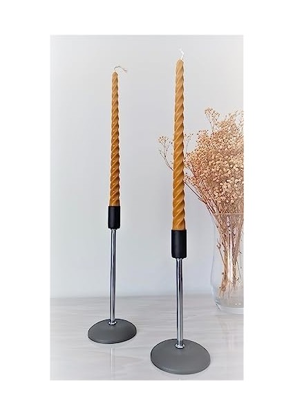 (4 Adet 27.5 cm ) Balmumu Mum Konik Burgulu Balmumu Şamdan Mumu Doğal Petek Balmumu Mum Dekoratif Kırılmaz Akmaz Mum Bal Mumu Beeswax Candle (Sarı)
