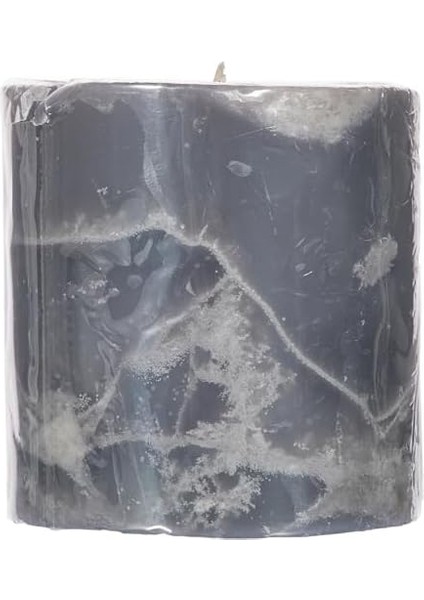 Marblo Sütun Mum, Gri, 10 x 10 cm