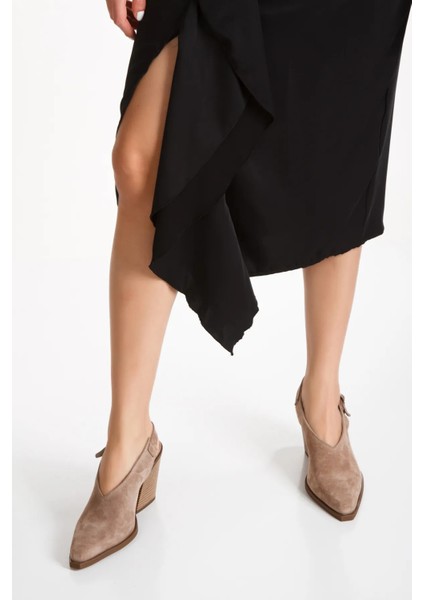 Kadın Hakiki Deri Western Sandalet 6308 Siyah Süet fiyatları