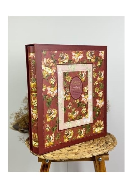 10 x 15 cm 500 Fotoğraf Kapasiteli Kutulu Çiçek Desenli Lüks Ofset Fotoğraf Albümü (Bordo) fiyatları