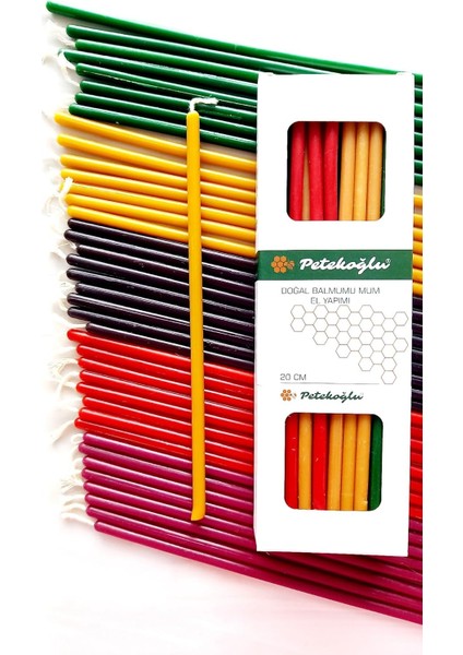 (40 Adet 5 Renk) Balmumu Mum Dilek Mumu Doğal Petek Ince Uzun Parti Rituel Doğum Günü Mumu Beeswax Candle (5 Renk Birlikte)