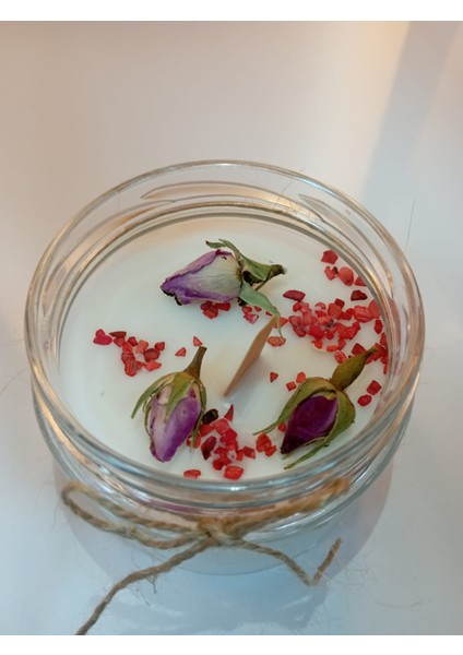 Kapaklı Büyük Cam Kavanoz Mum 330ML Vanilya Kokulu Beyaz RENKLI- Doğal Soya Wax